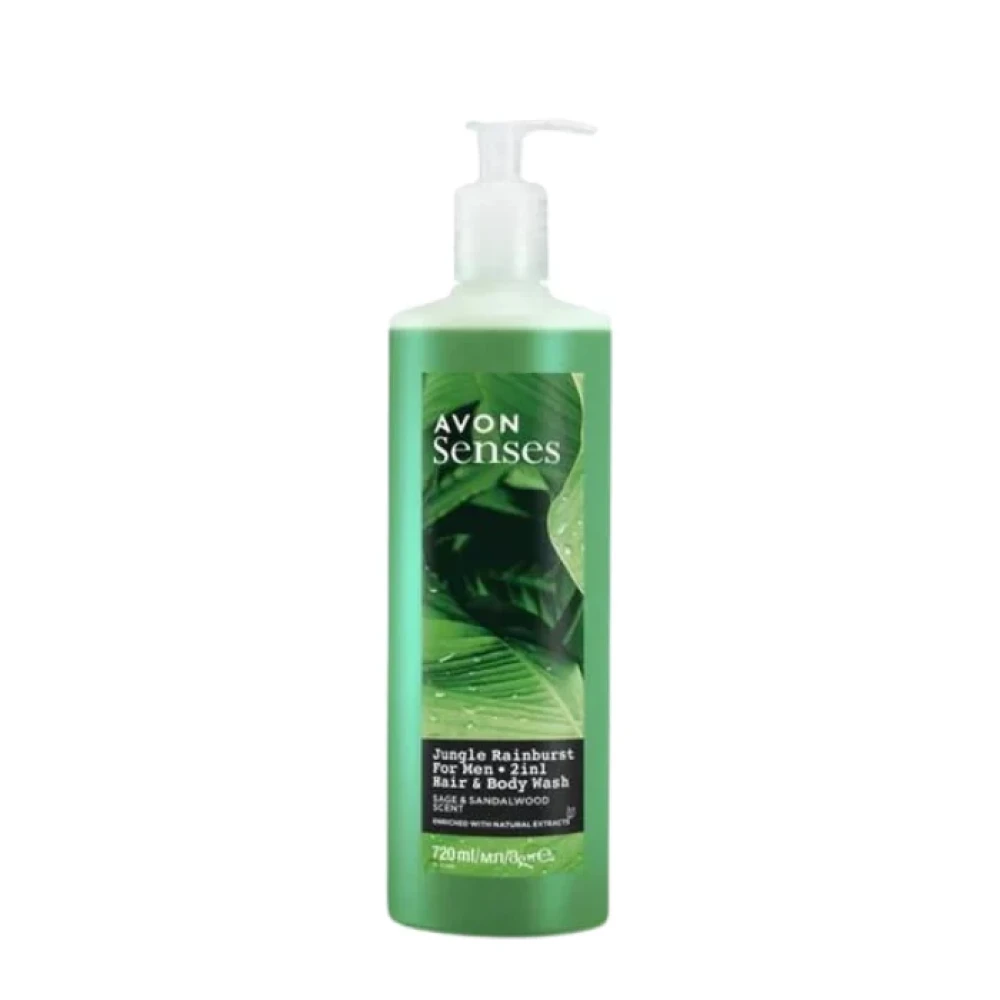 Avon Senses Jungle Rainburst Hair and Body Wash Sage and Sandalwood 720ml